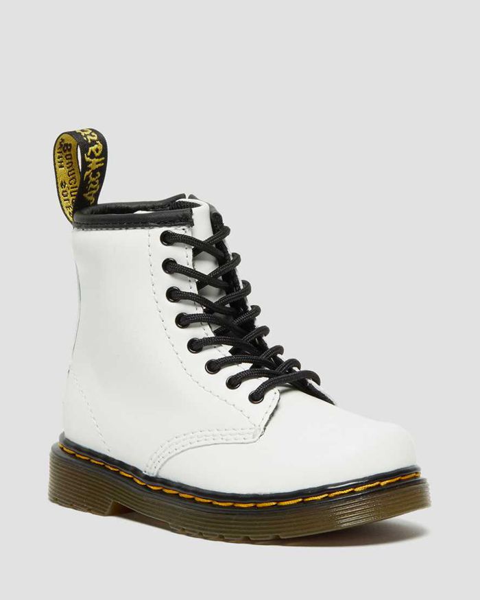 Dr Martens Kids Toddler 1460 Leather Lace Up Boots White - 84062UNDF